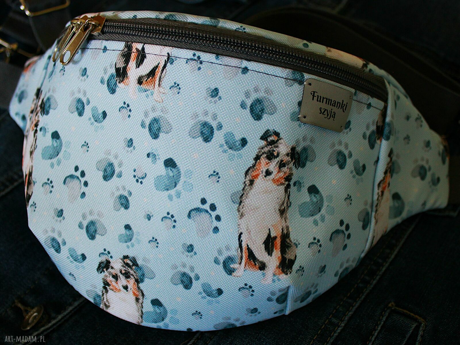 Nerka owczarek australijski L - pojemna nerka na spacer handmade