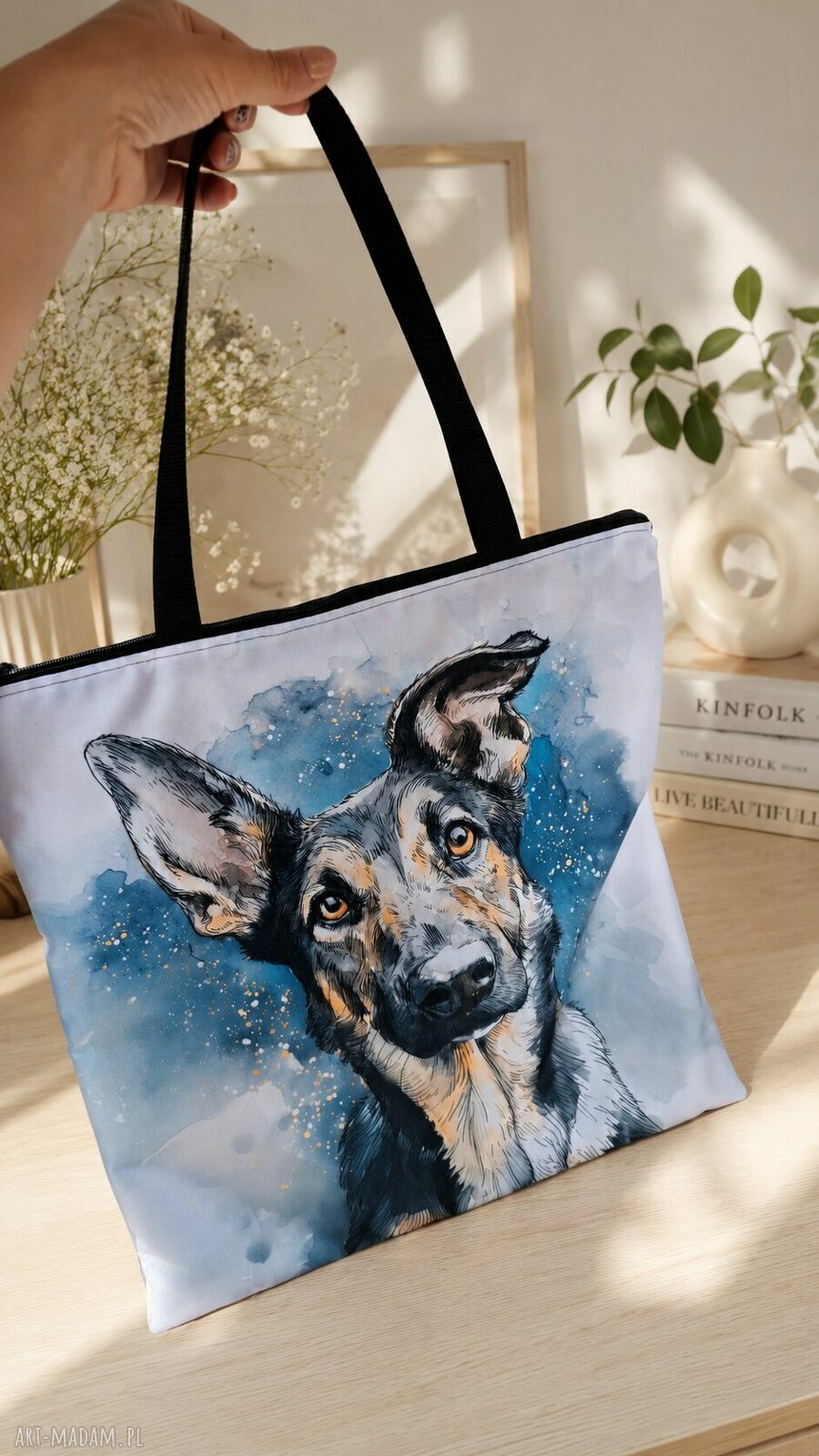 Shopperka owczarek niemiecki - torba na ramię ML handmade