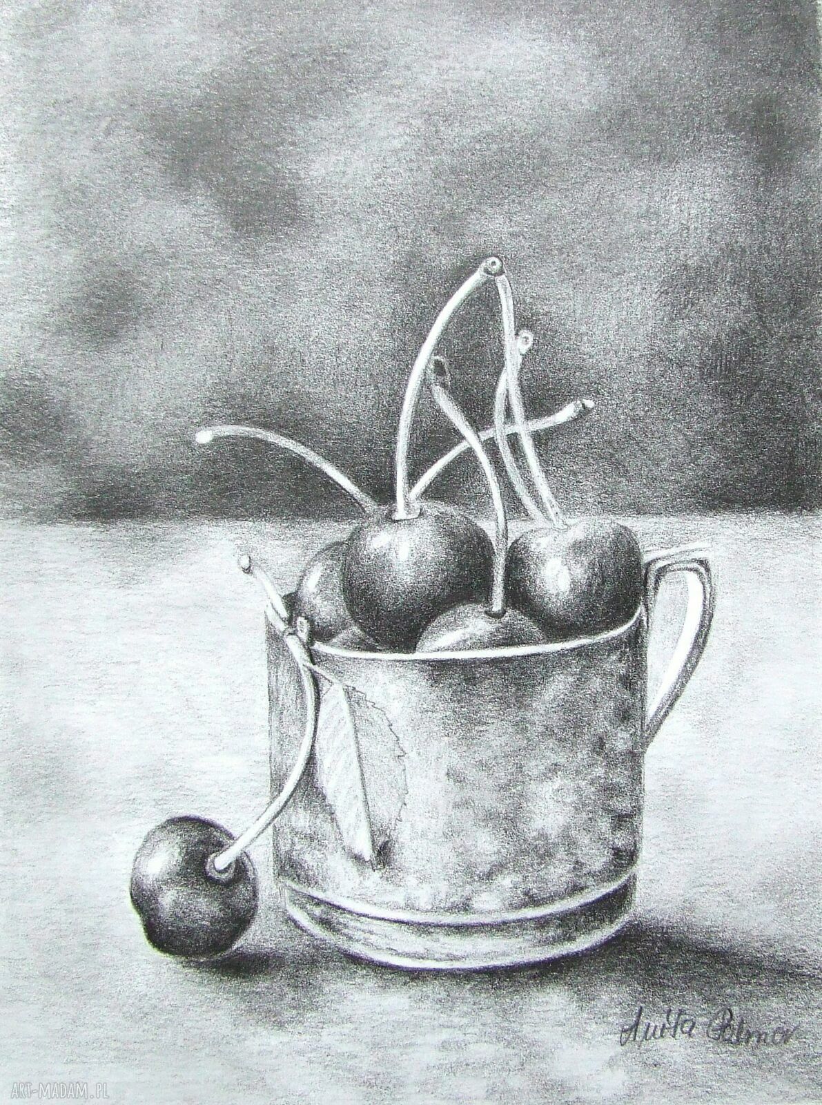 Owoce - oryginalny rysunek grafitami na prezent (A4)