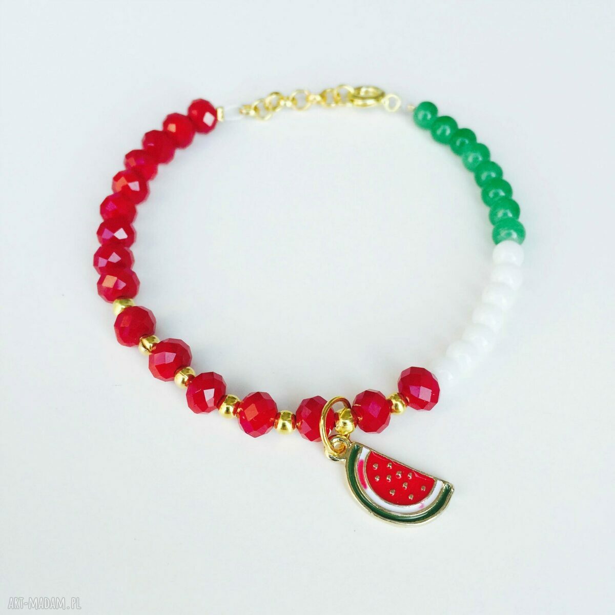 Bransoletka arbuzem arbuz owocowa koralikowa watermelon lato