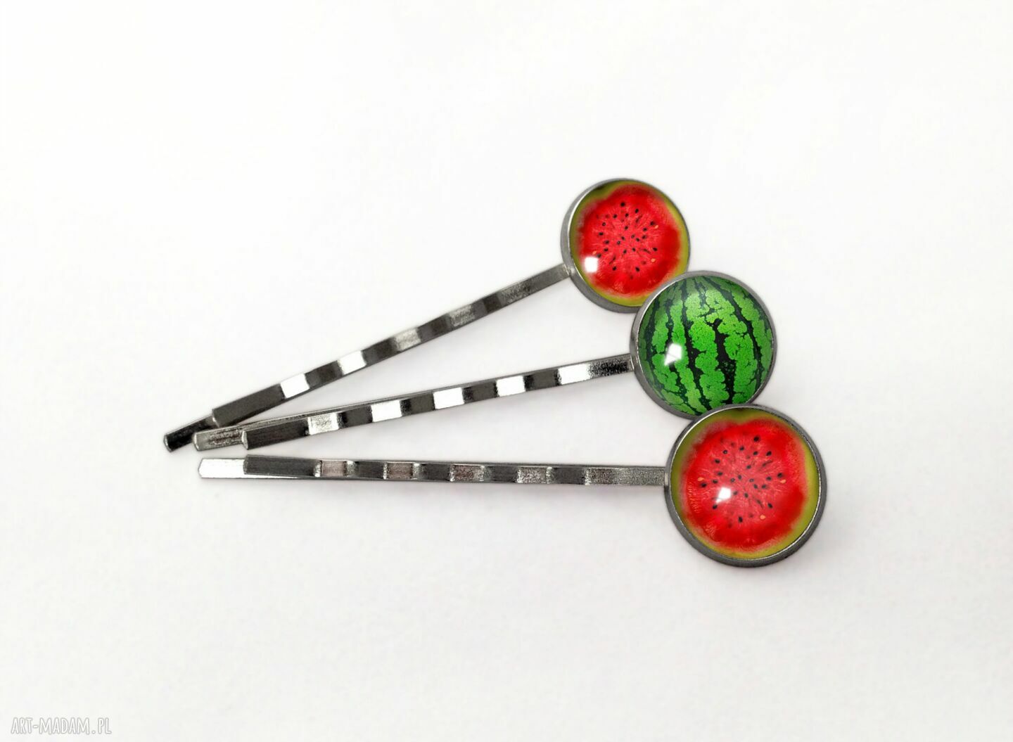 Arbuz wsuwki włosów melon owocowe spinki prezent komplet trzech