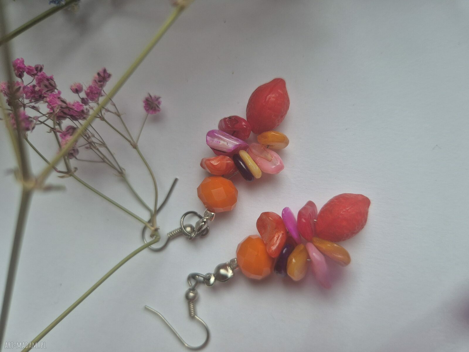 Kolczyki owocowe energetyczne - kolorowe i lekkie handmade