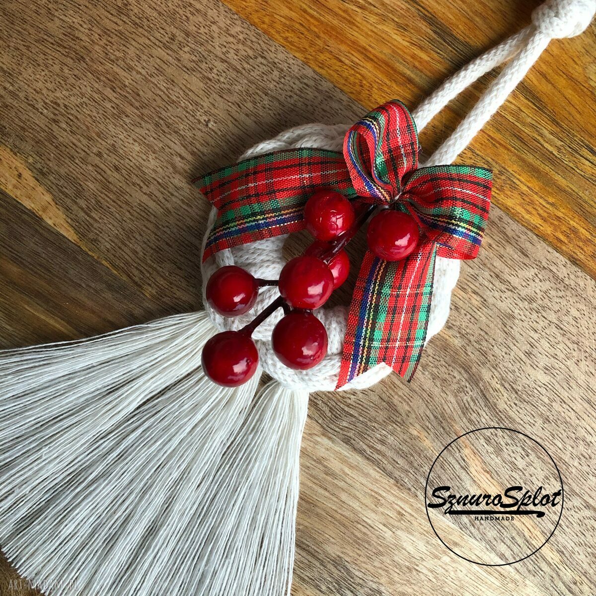 Ozdoba świąteczna na choinkę - zawieszka 28 cm w kolorze ecru