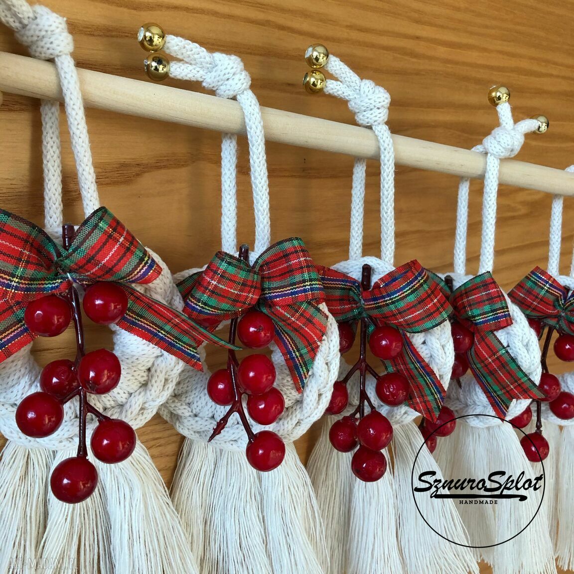 Ozdoba świąteczna na choinkę - zawieszka 28 cm w kolorze ecru
