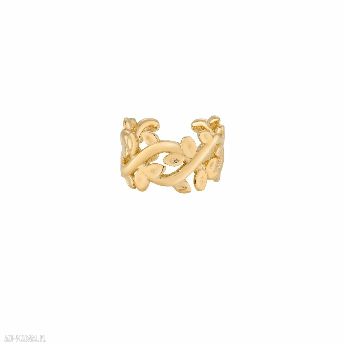 Złota nausznica gałązkami gałąka naucho ozdoba pozłacana listki