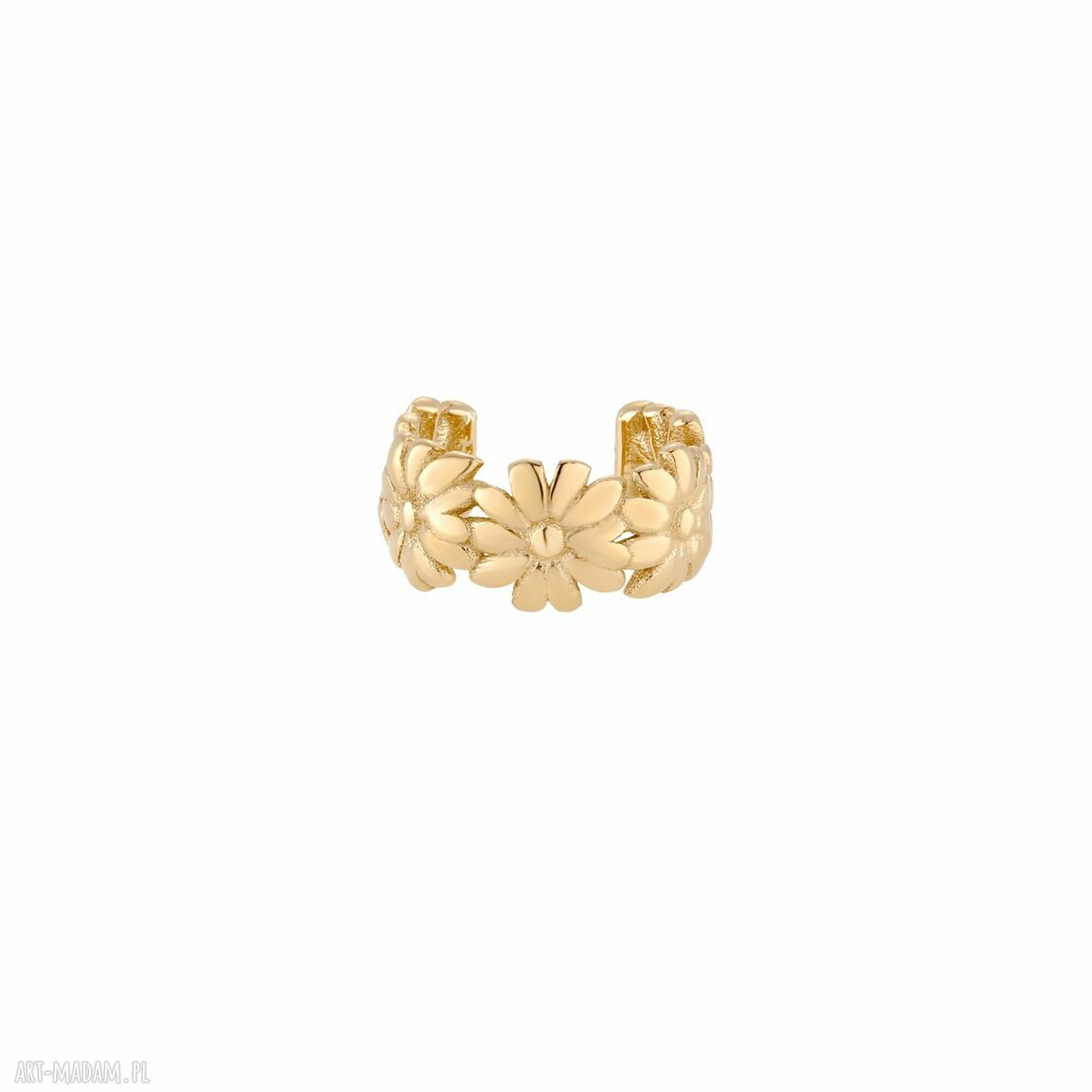 Złota nausznica kwiatuszkami kwiatki flowers pozłacane naucho