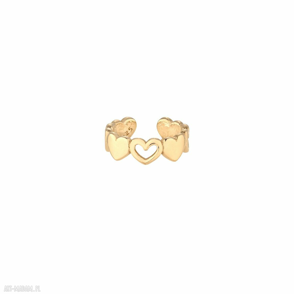 Złota nausznica serduszkami serca love miłość pozłacana ozdoba