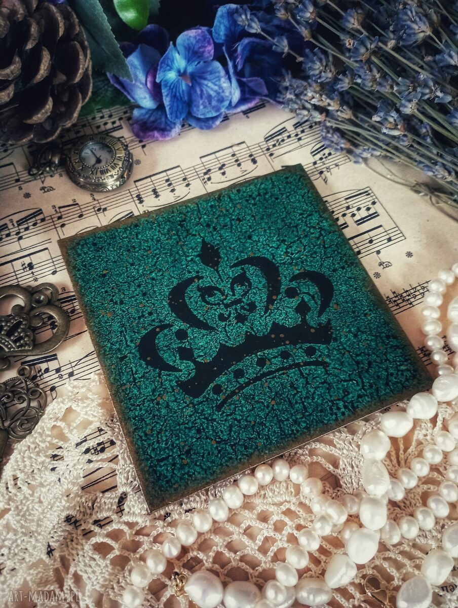 Ozdobna podkładka decoupage z kogutem - styl farmhouse (10x10 cm)