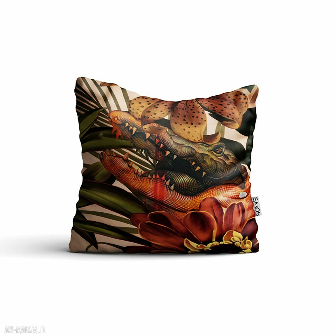 Poduszka ozdobna Krokodyl z welurową poszewką 55x55 (handmade)