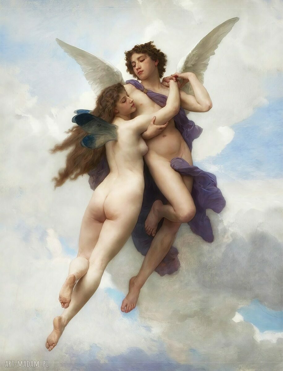 Romantyczna tapeta Amor i Psyche z motywem XIX-wiecznego malarstwa