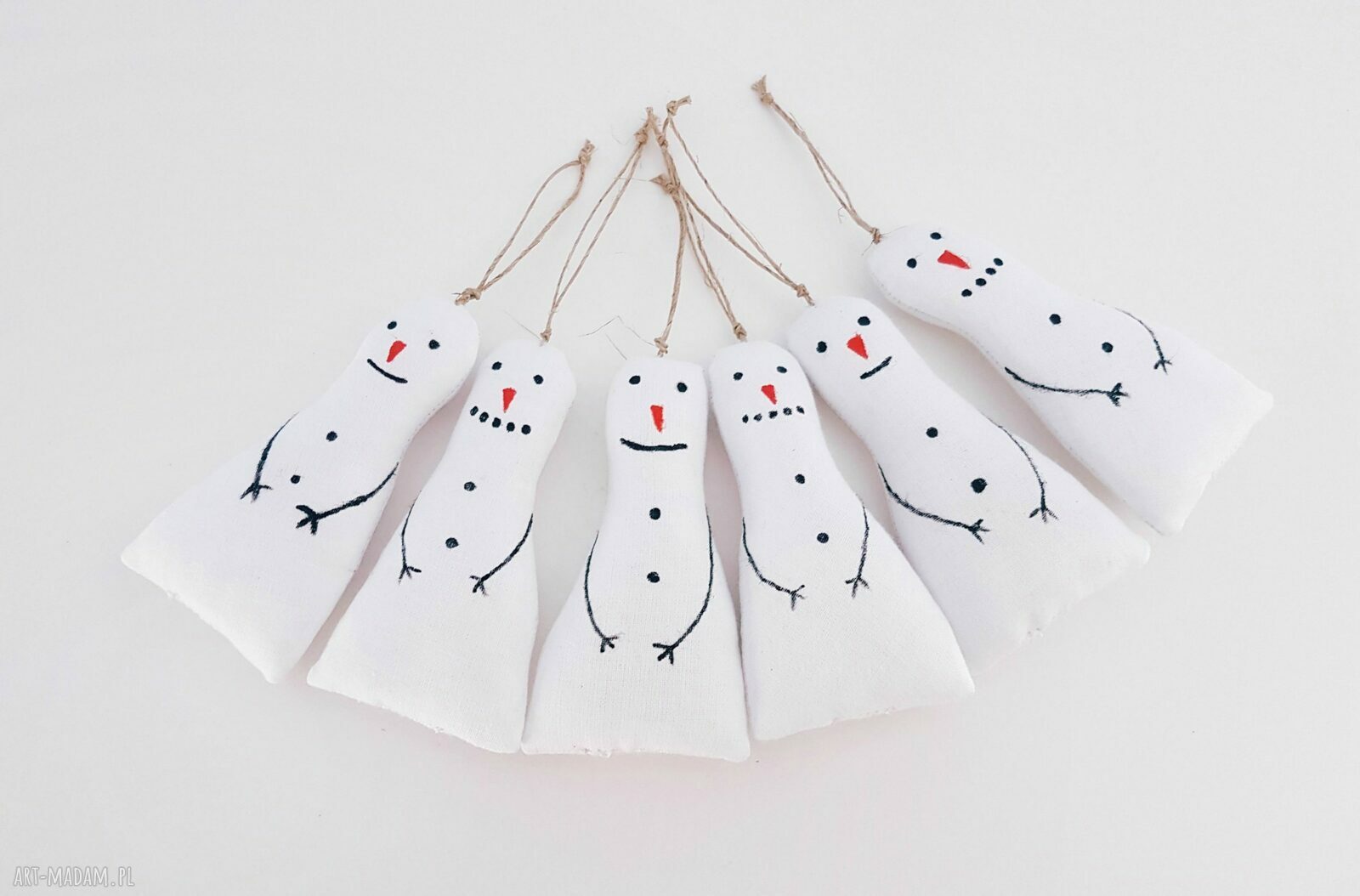 prezent: zestaw bombek choinkowych bałwanki HandMade
