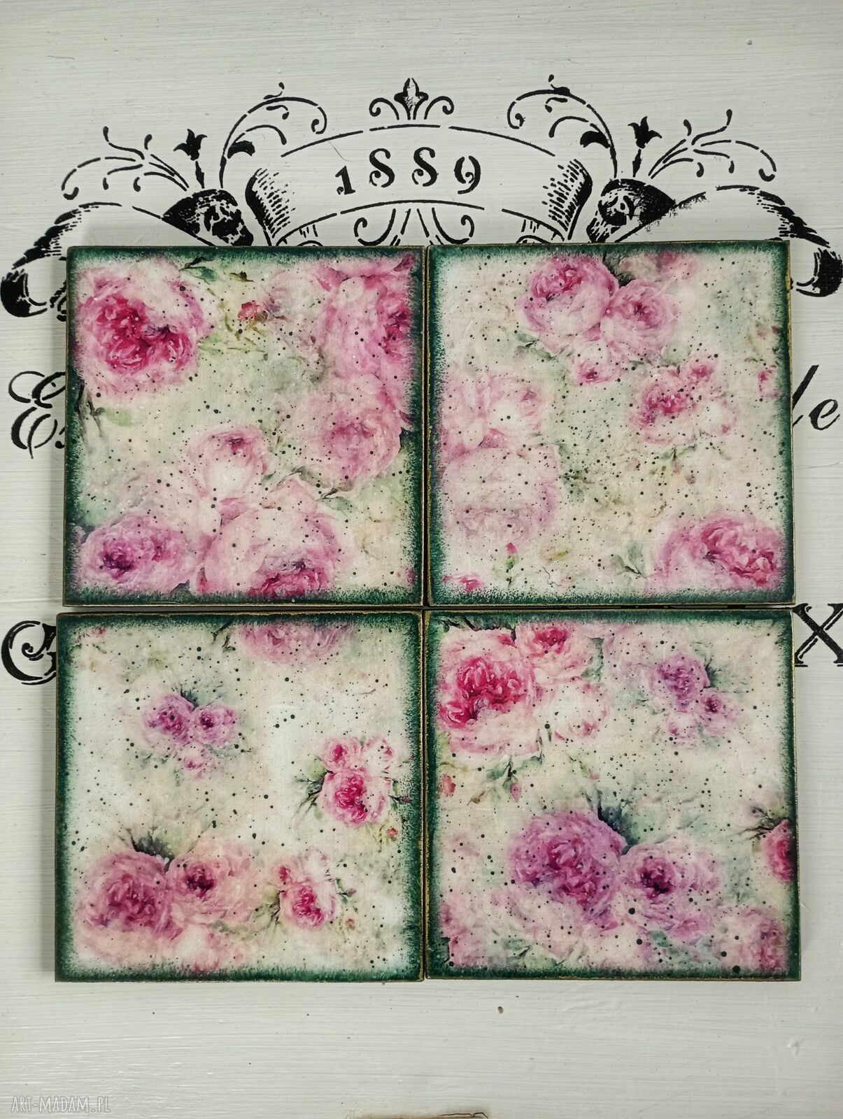 Ozdobne podkładki decoupage Magiczne Kotki - komplet 4 szt. 20x10 cm