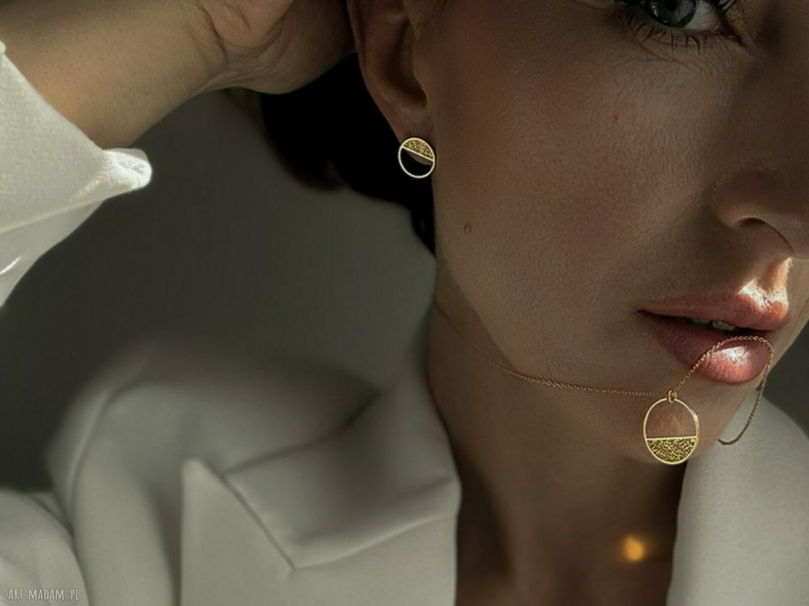 kolczyki: Ozdobne kolczyki kółeczka z różowego złota handmade