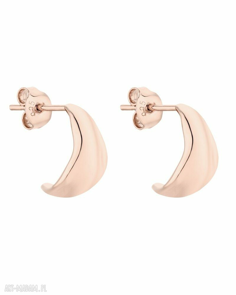 Kolczyki nieregularne półkola różowego ozdobne złote