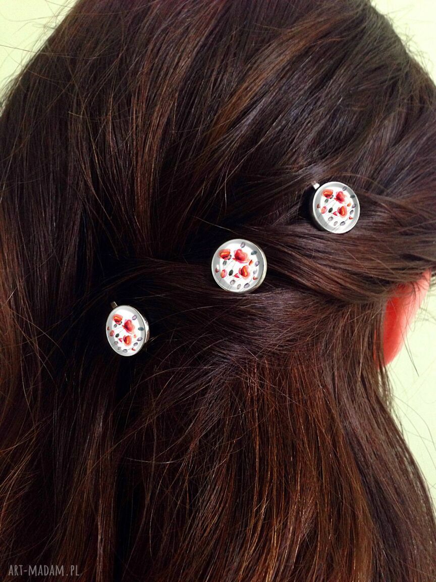 ozdoby do włosów: Maki 3 wsuwki do włosów Autorskie
