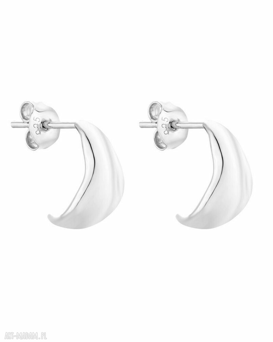 Srebrne kolczyki nieregularne półkola srebro ozdobne