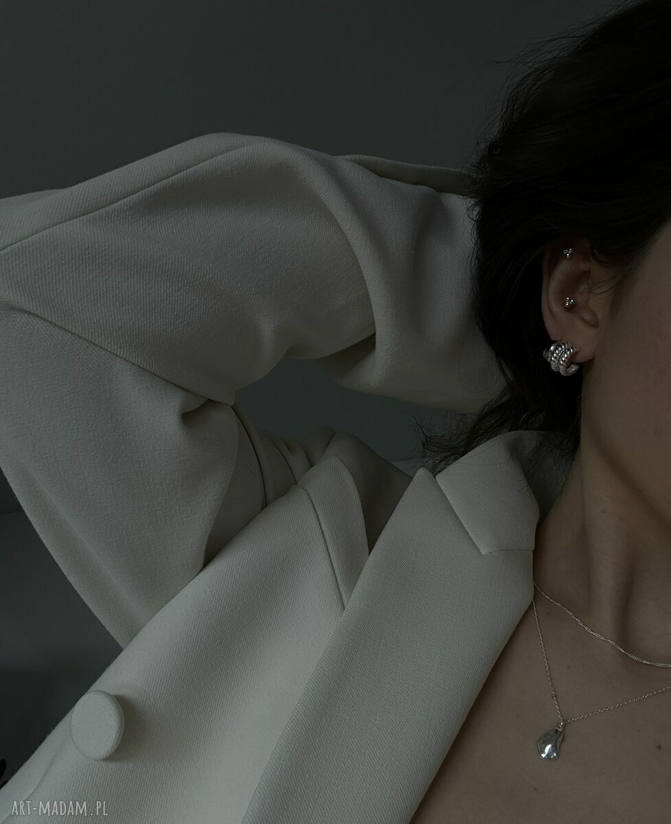 kolczyki: Srebrne kolczyki nieregularne półkola Ręcznie robione