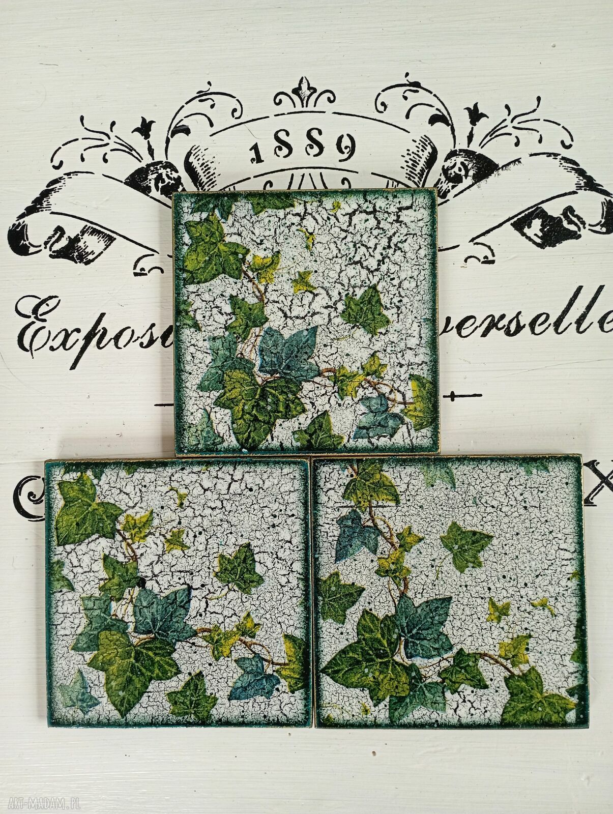 Ozdobne podkładki decoupage Magiczne Kotki - komplet 3 sztuk 10x10 cm