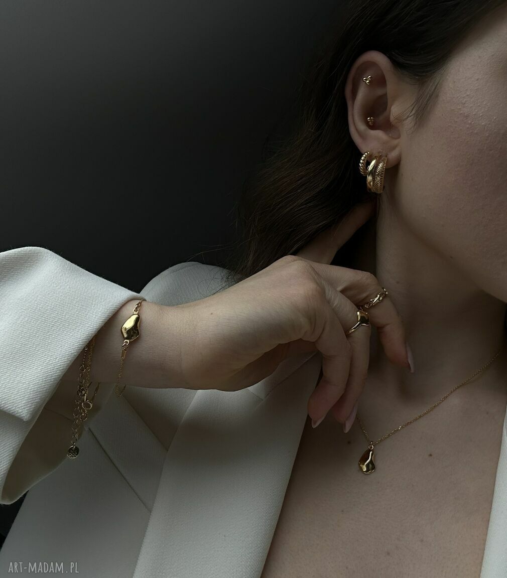 kolczyki: Złote grube kolczyki koła Ręcznie wykonane