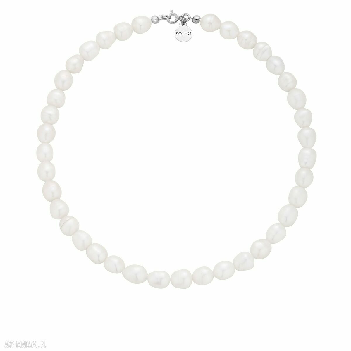 Srebrny naszyjnik pereł naturalnych perła perłami naturalnymi