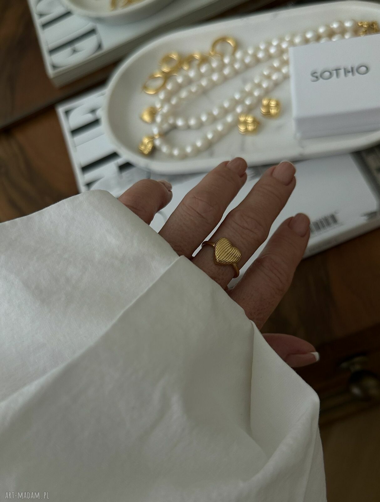 pierścionki: Złoty pierścionek z sercem Ręcznie wykonane