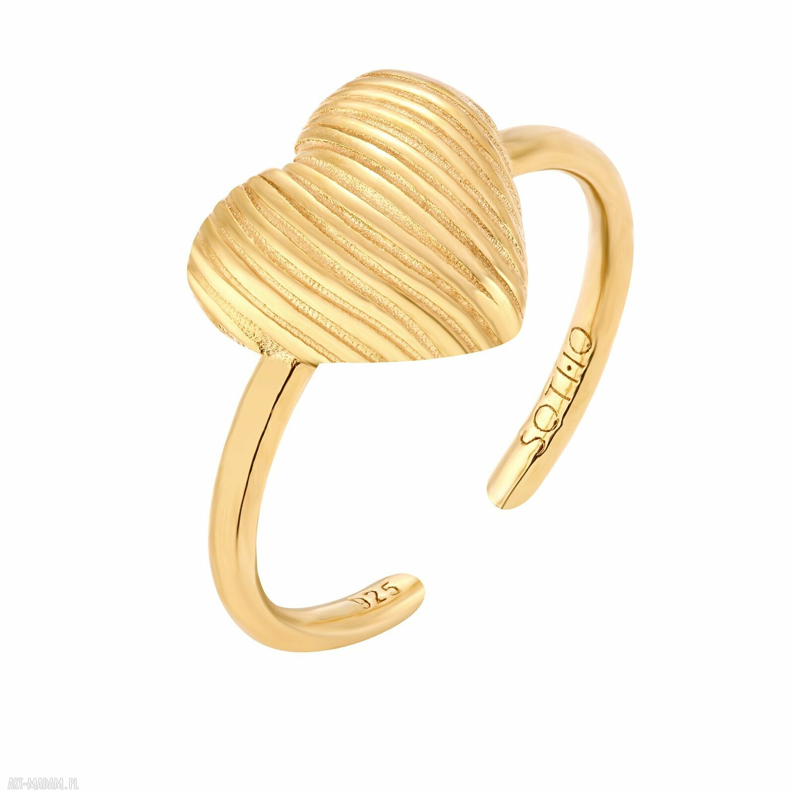 Złoty pierścionek sercem serduszkiem serca ozdobny