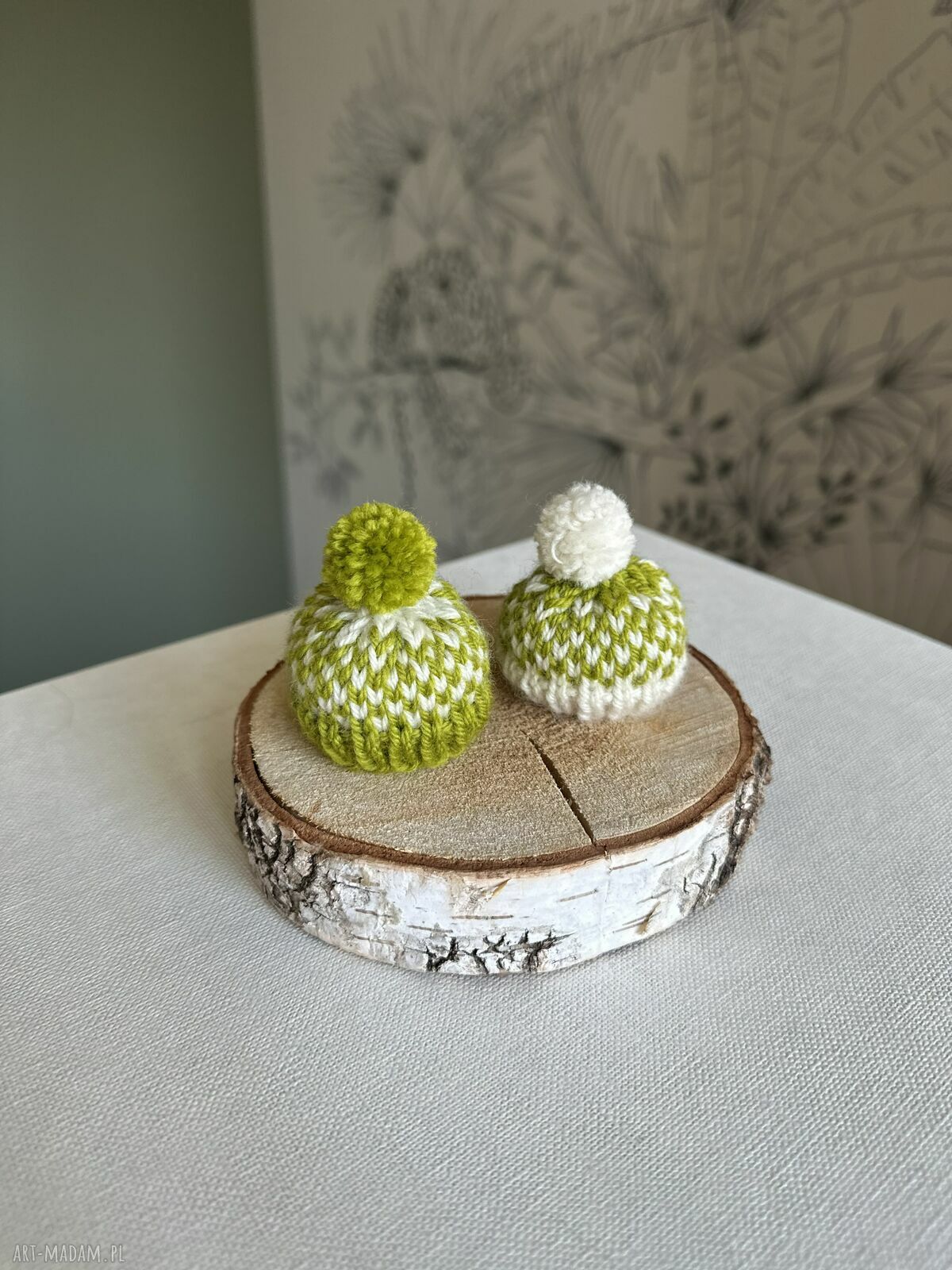 Mini czapeczki na choinkę z wełny owczej - zestaw 2 szt.