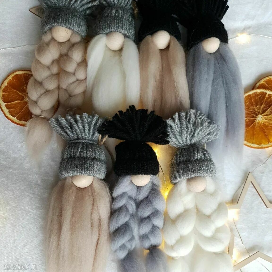 świąteczny prezent: Dekoracja świąteczna krasnale MIX zestaw 2 sztuki | Ręcznie robione ozdoby