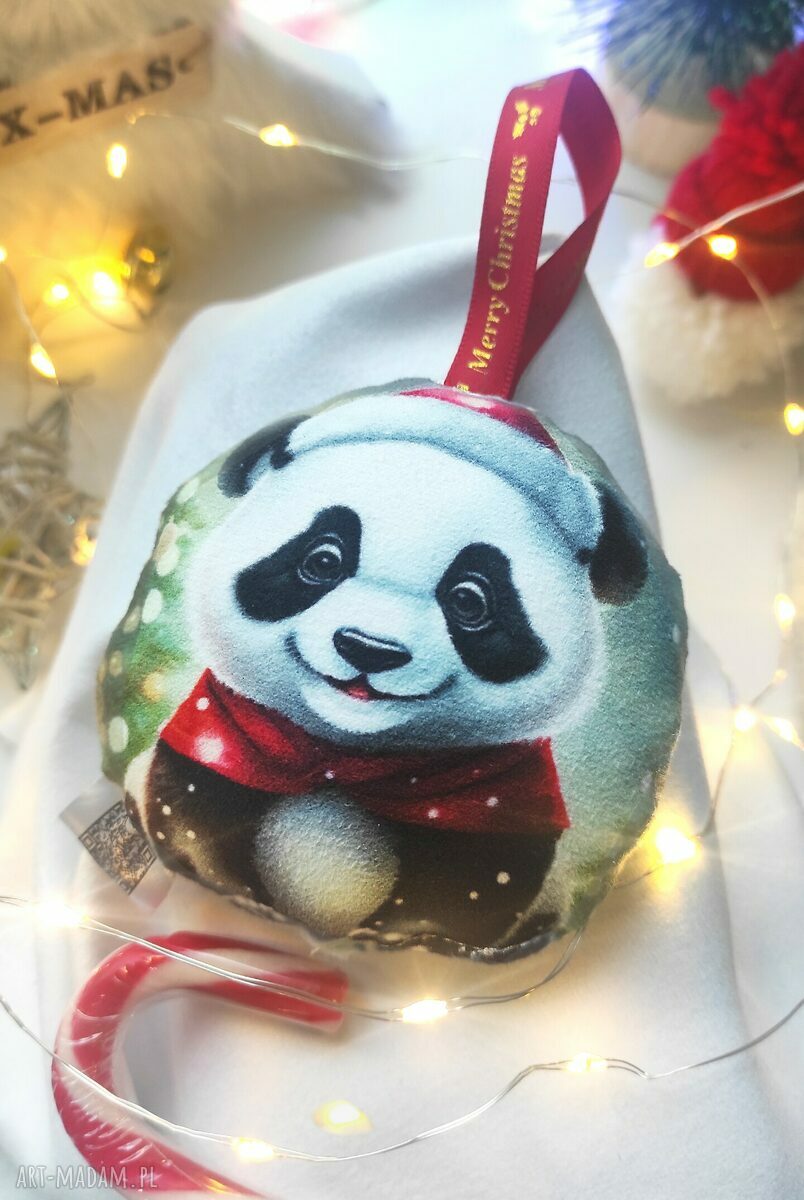 Panda bombka 12x12 cm - świąteczna ozdoba na choinkę