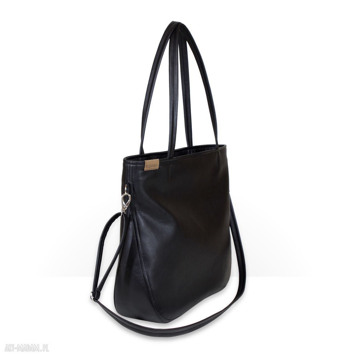 Pacco bag - czarna torba hobo na ramię z regulowanym i odpinanym paskiem