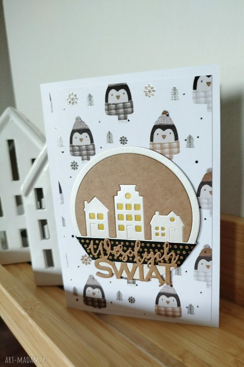 Pakiet kartek świątecznych w stylu scrapbooking - 4 sztuki z kopertami