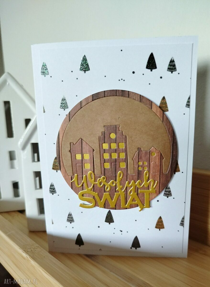 Pakiet kartek świątecznych w stylu scrapbooking - 4 sztuki z kopertami