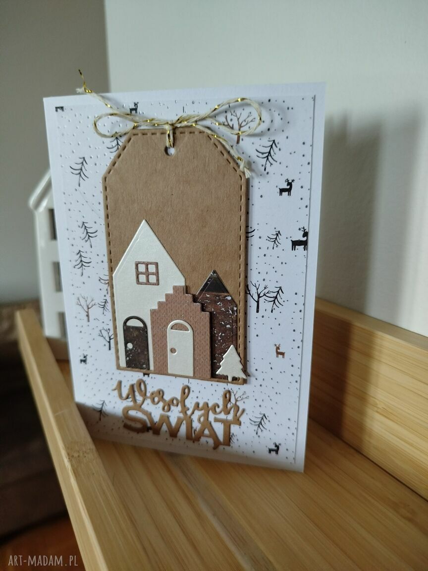 Pakiet 4 ręcznie robionych kartek świątecznych Magia Śnieg