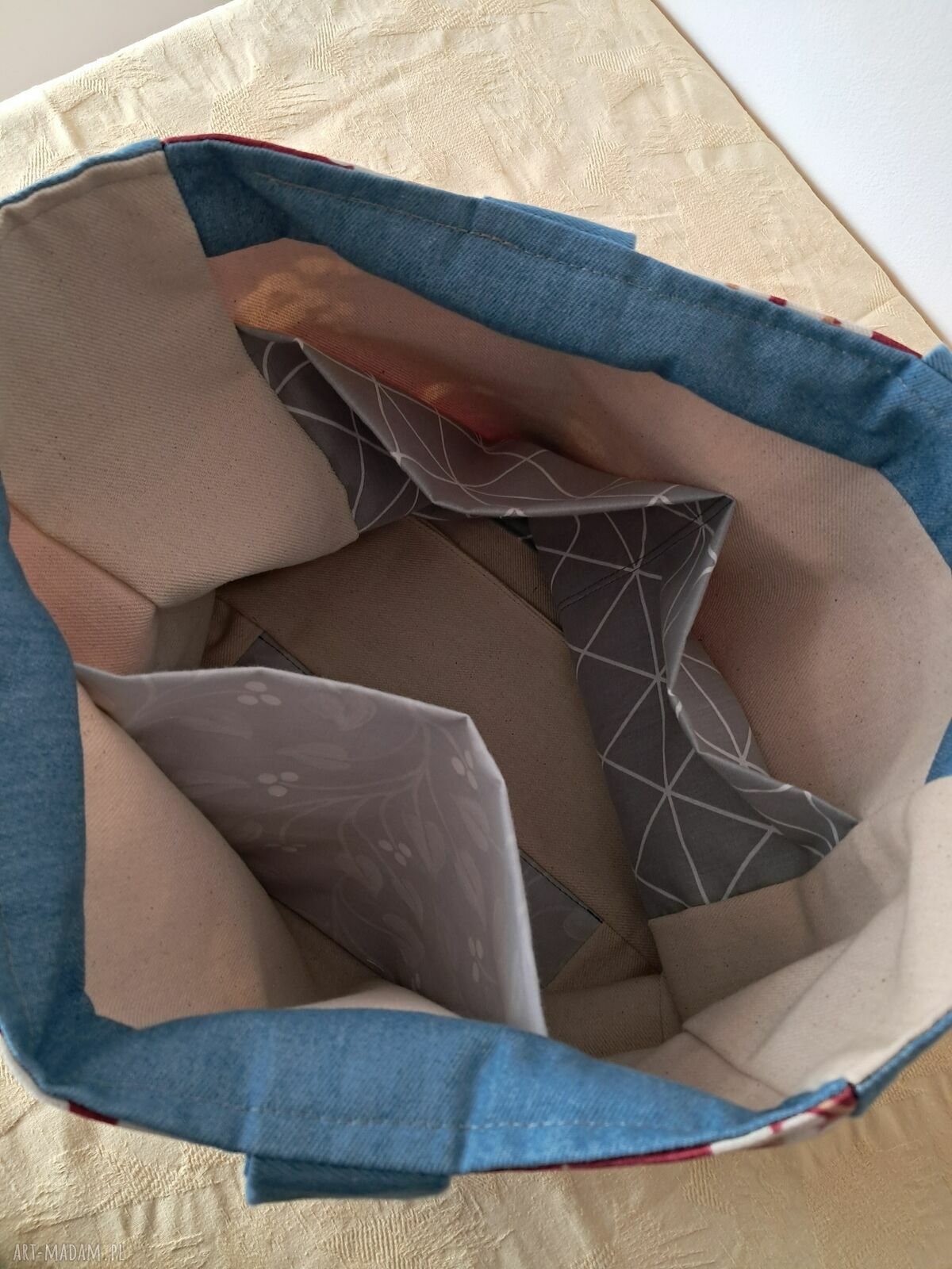 Torba na ramię z podszewką w kwiaty do pracy - Bergamota