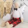 handmade lalki anioł tilda na chrzest szkocka krata