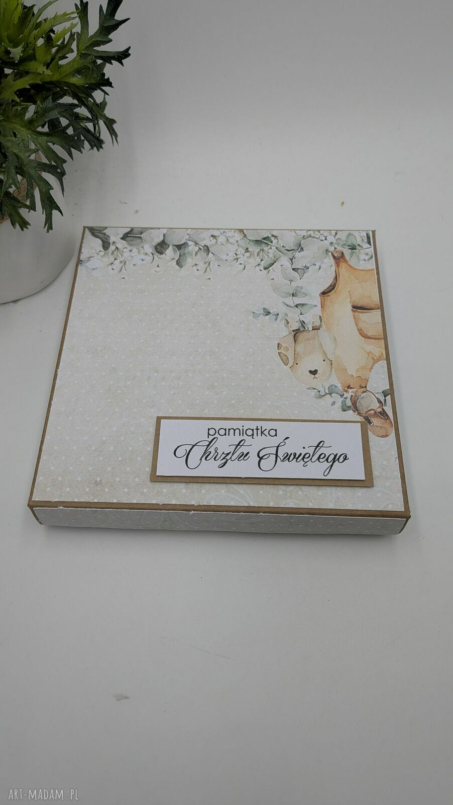 Ręcznie robiona kartka pamiątka chrztu w stylu scrapbooking