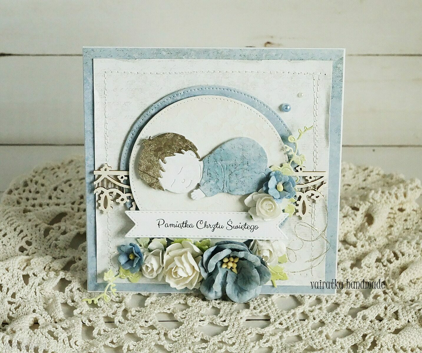 scrapbooking kartki: Pamiątka Chrztu Świętego, 225 ręcznie robione