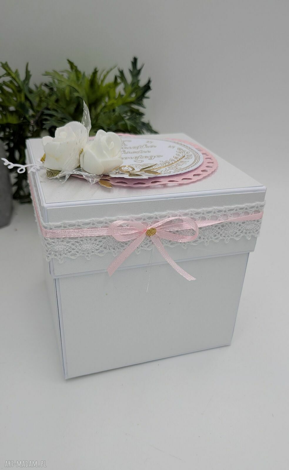 Pamiątka Chrztu Świętego dla dziewczynki - ręcznie wykonany exploding box