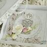 różowe scrapbooking kartki pamiątka i komunii św. w pudełku