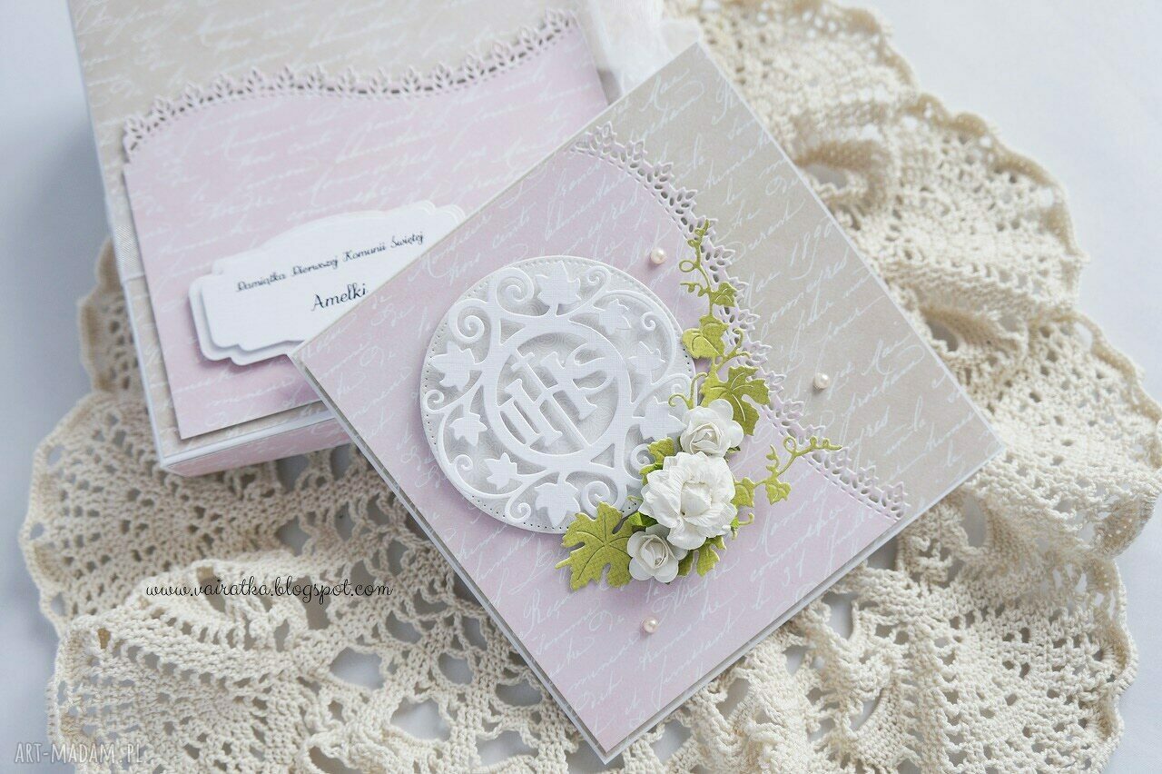scrapbooking kartki: Kartka komunijna z pudełkiem handmade