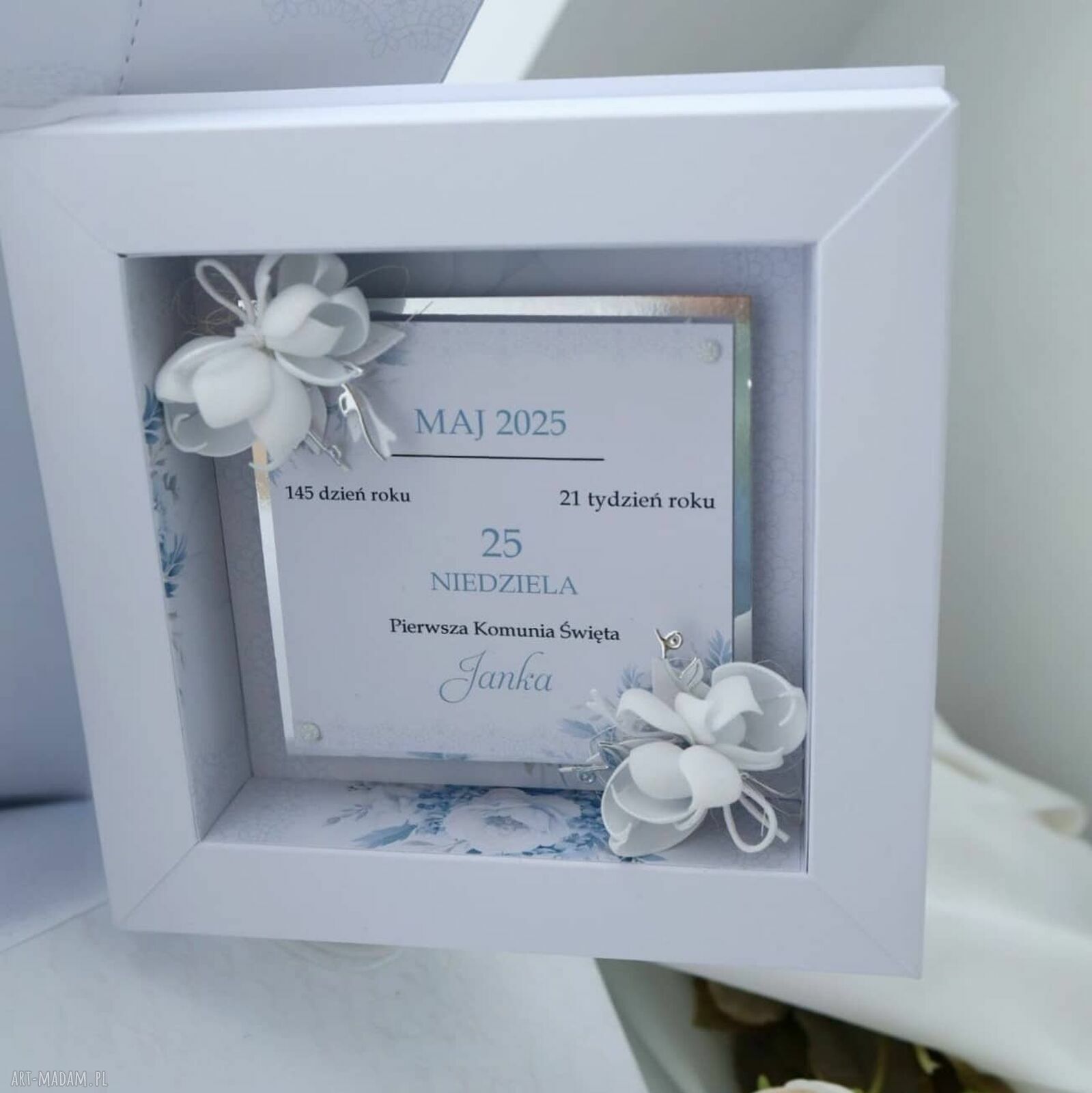 Pamiątka Komunii Świętej dla chłopca - personalizowana kartka 3D