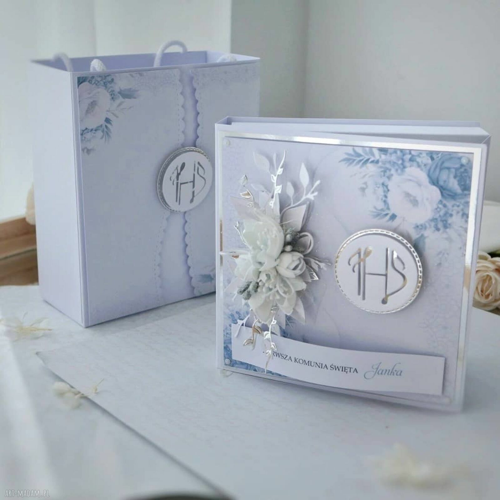 Pamiątka Komunii Świętej dla chłopca - personalizowana kartka 3D