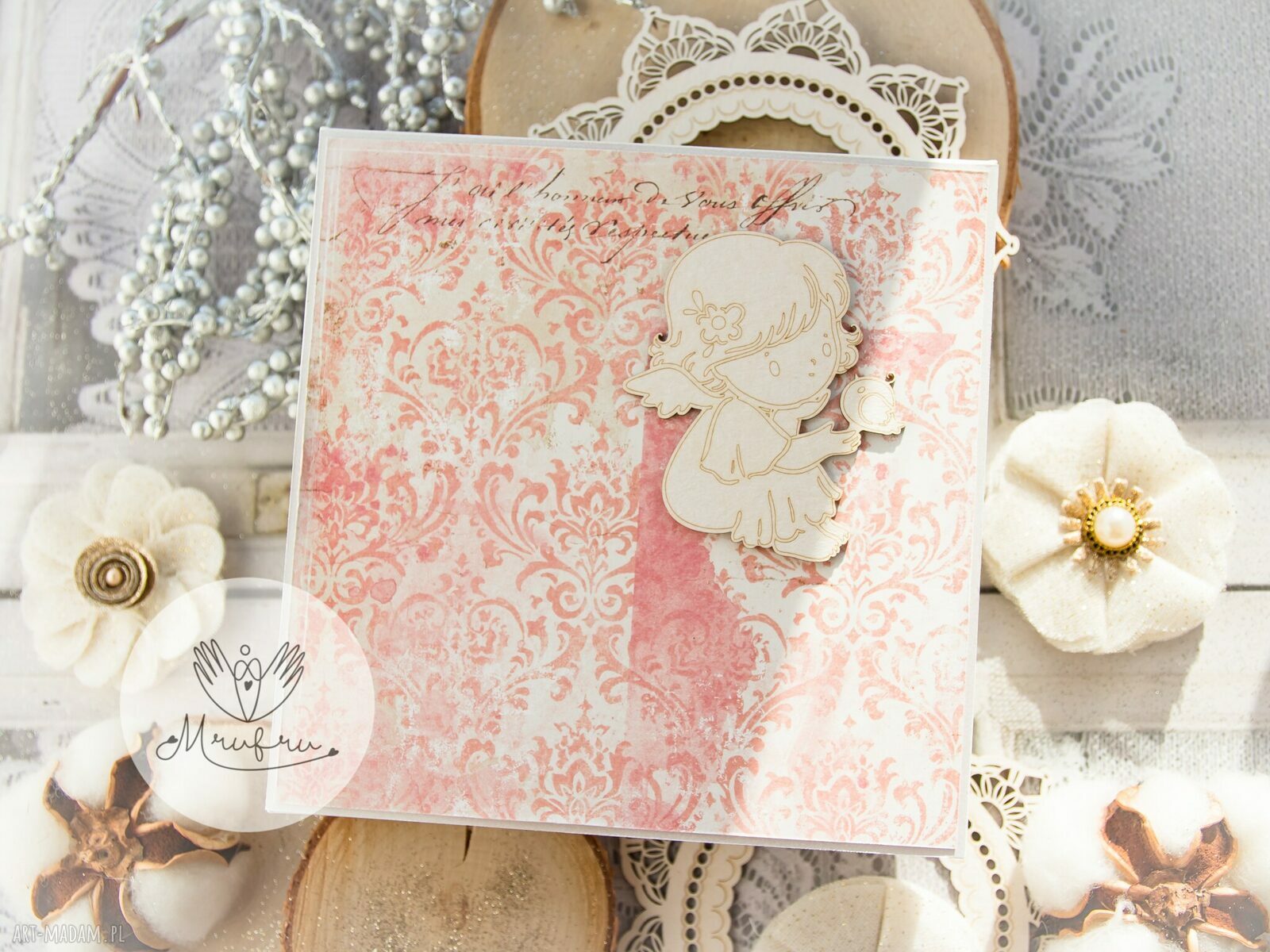 scrapbooking kartki: Pamiątka Narodzin, Chrztu Świętego. Z cytatem. W pudełeczku. hand made