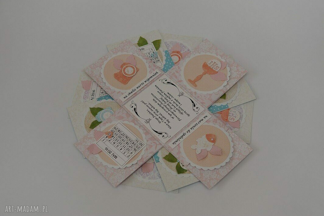 Pamiątka Pierwszej Komunii Świętej - kartka w pudełku exploding box (scrapbooking)