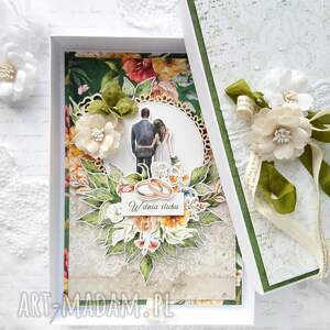 duża kartka na ślub w pudełku - czerwone scrapbooking kartki