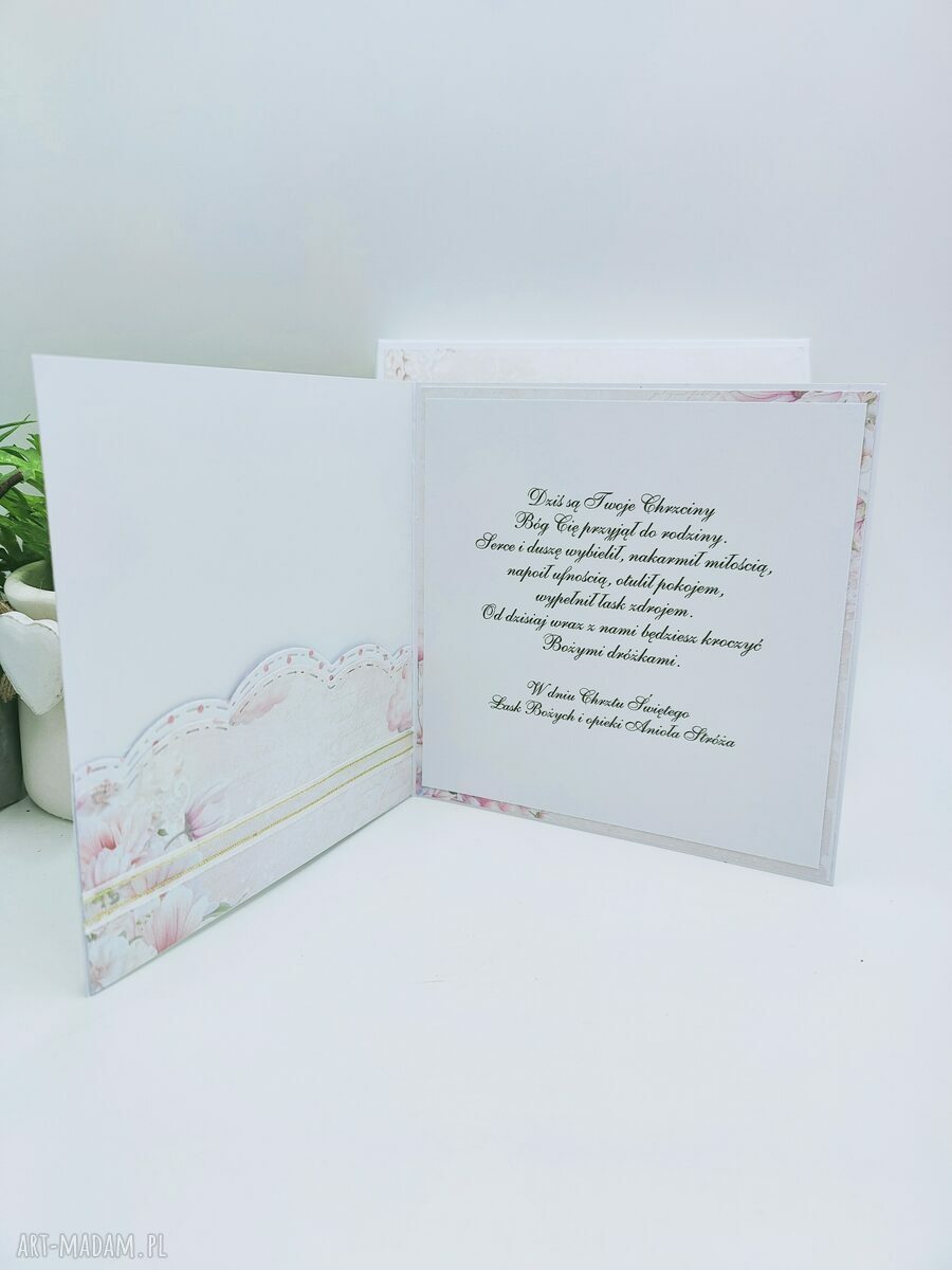 Pamiątka z okazji Chrztu Świętego - kartka scrapbooking 3D z pudełkiem (dla dziewczynki)