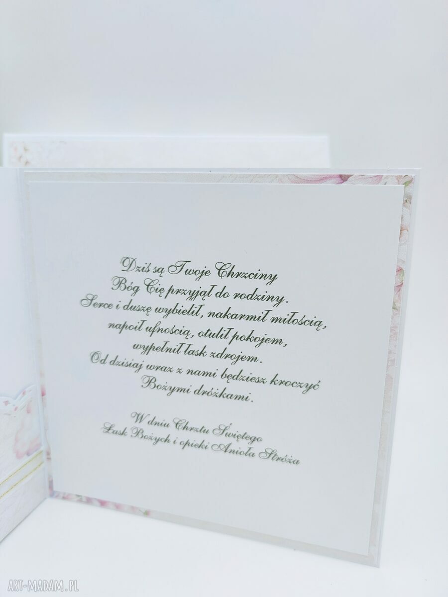 Pamiątka z okazji Chrztu Świętego - kartka scrapbooking 3D z pudełkiem (dla dziewczynki)