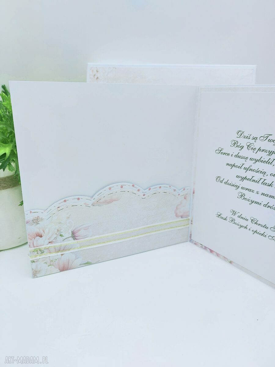 Pamiątka z okazji Chrztu Świętego - kartka scrapbooking 3D z pudełkiem (dla dziewczynki)
