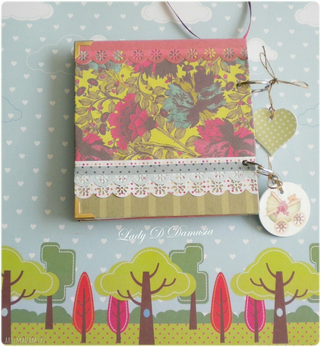 Pamiętnik ciążowy „Będę mamą” - ręcznie robiony notes scrapbooking
