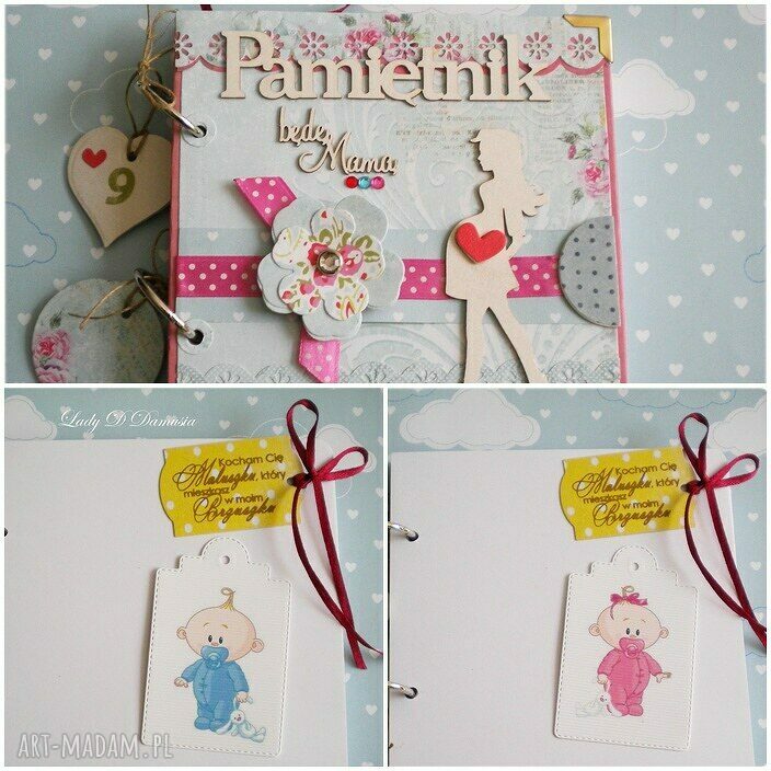 Pamiętnik ciążowy „Będę mamą” - ręcznie robiony notes scrapbooking